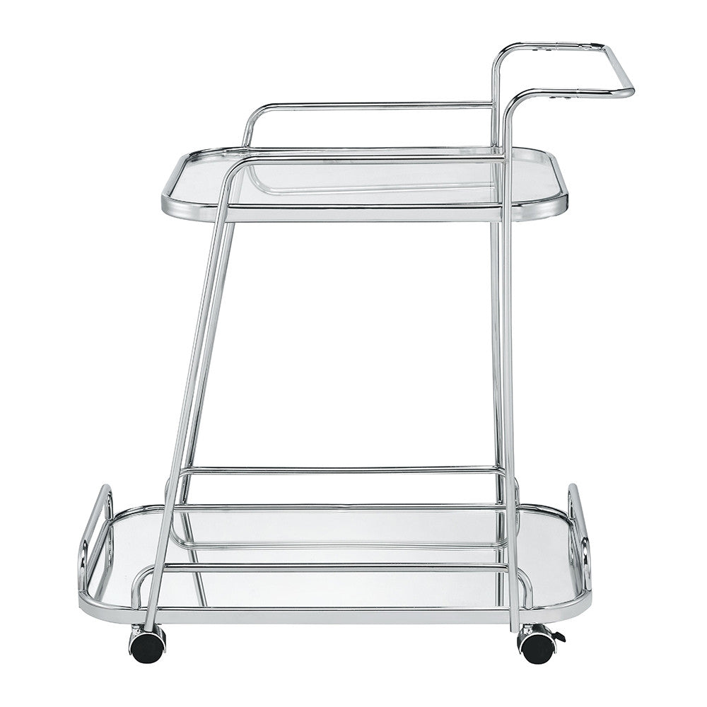 ACME 98217 Aegis Serving Cart, Clear Glass & Chrome Finish
