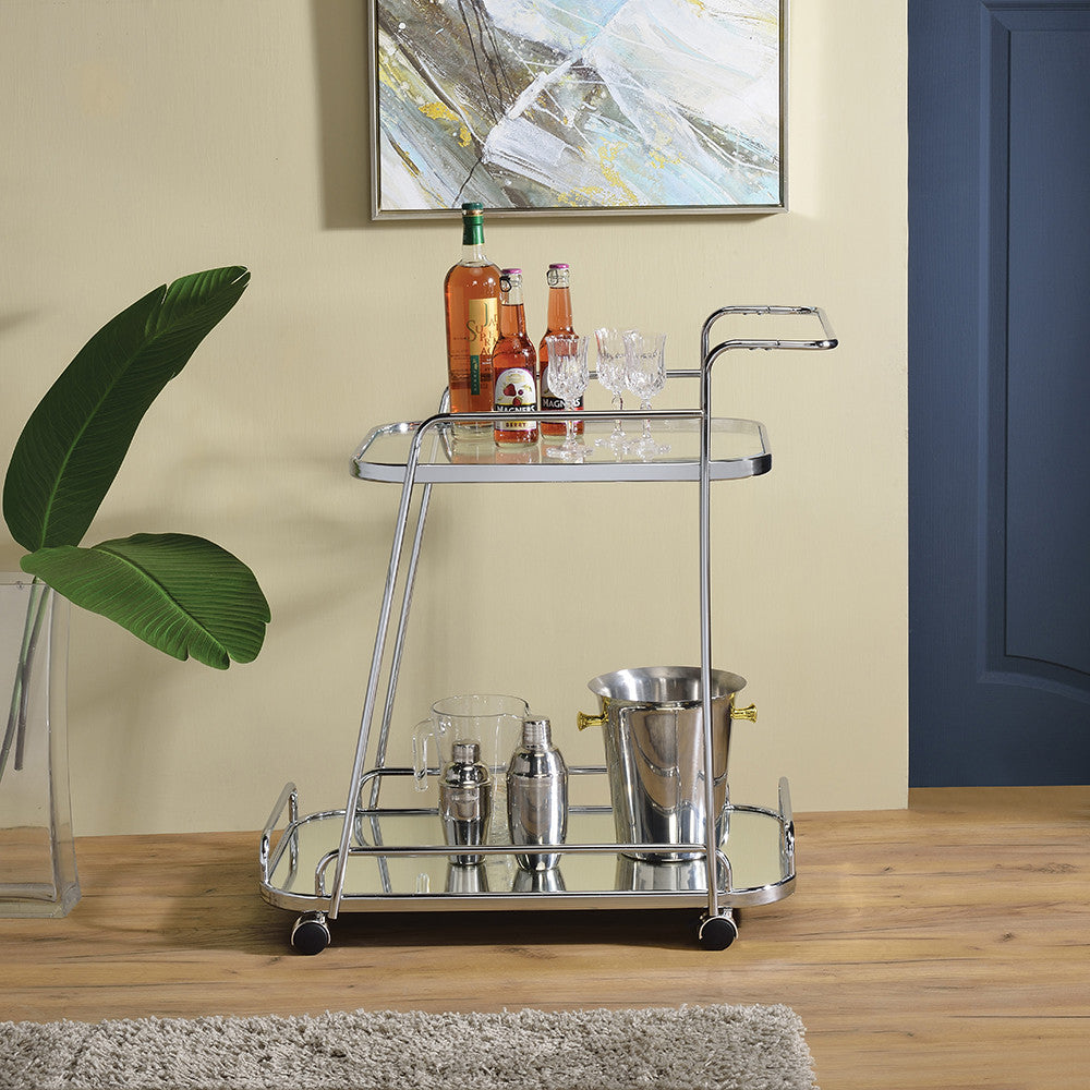 ACME 98217 Aegis Serving Cart, Clear Glass & Chrome Finish
