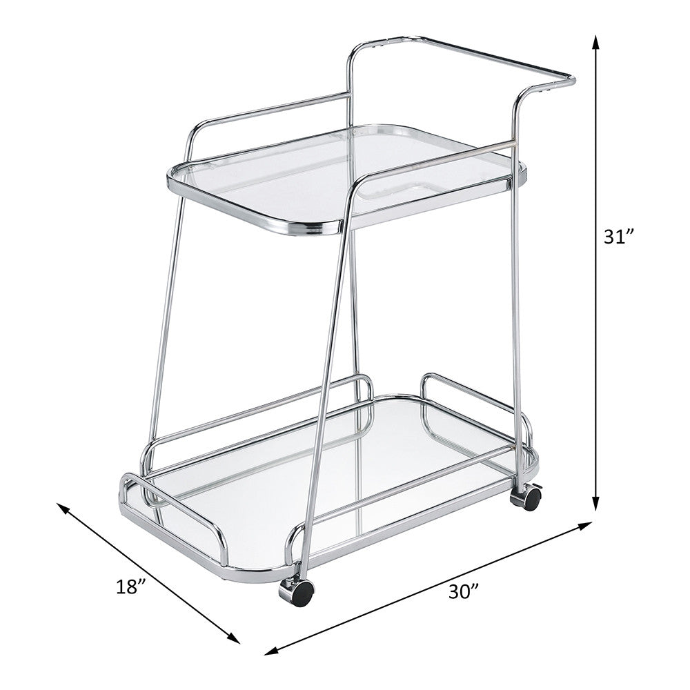 ACME 98217 Aegis Serving Cart, Clear Glass & Chrome Finish