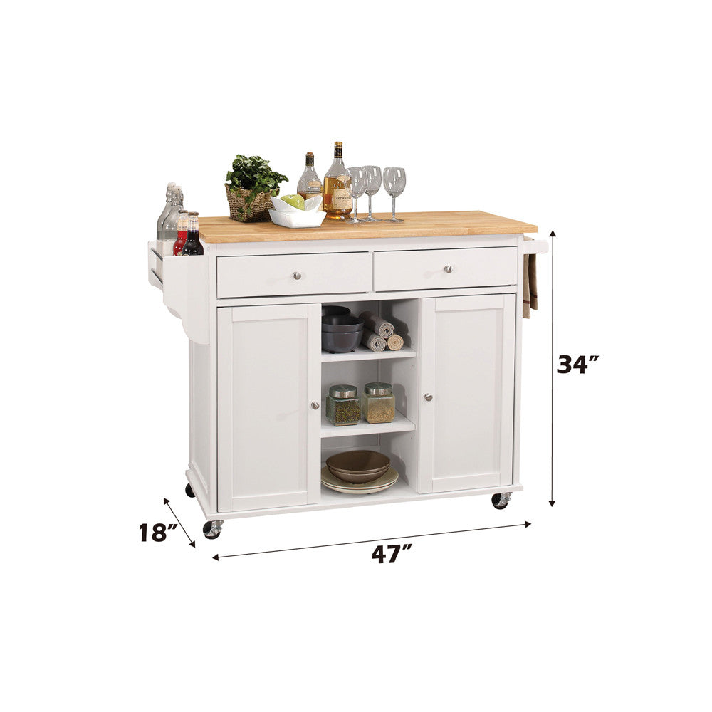 ACME 98305 Tullarick Kitchen Cart, Natural & White