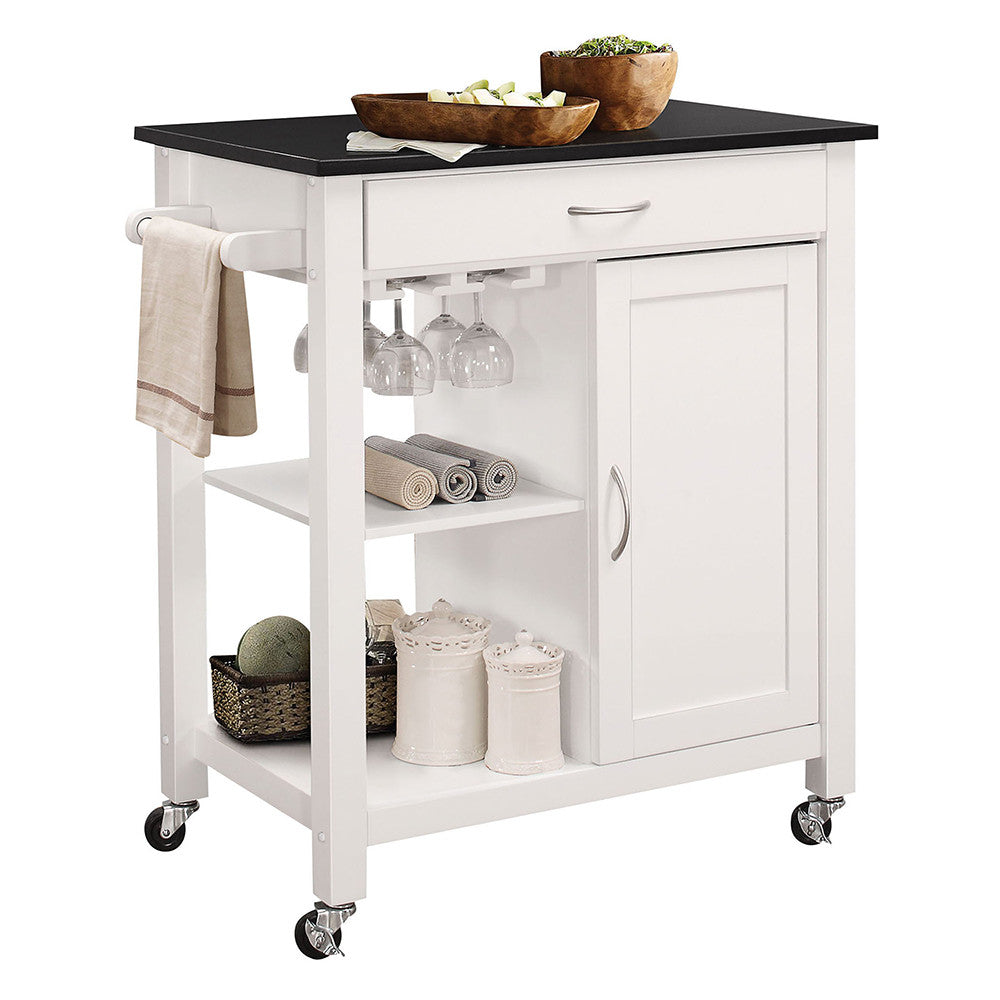 ACME 98320 Ottawa Kitchen Cart, Black & White