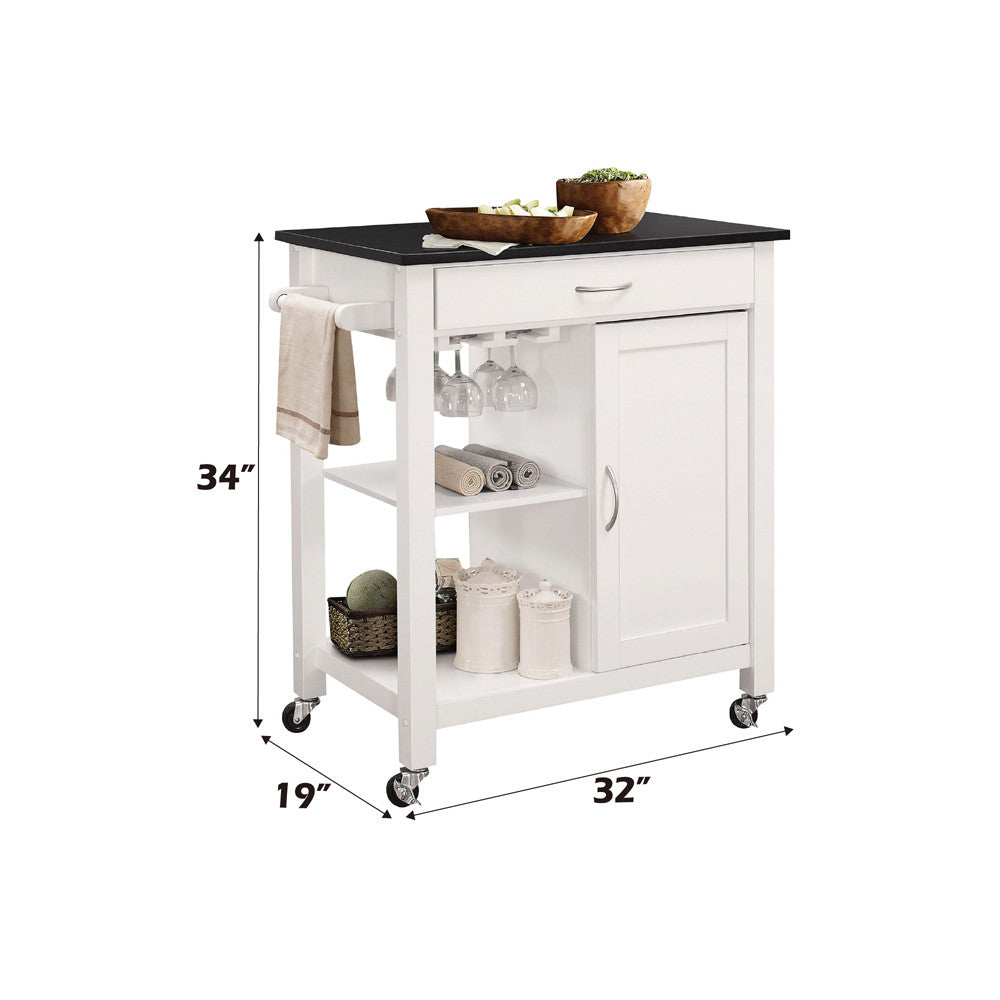 ACME 98320 Ottawa Kitchen Cart, Black & White
