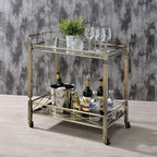 ACME 98350 Matiesen Serving Cart, Antique Gold & Clear Glass