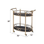 ACME 98351 Ottesen Serving Cart, Gold & Black Glass