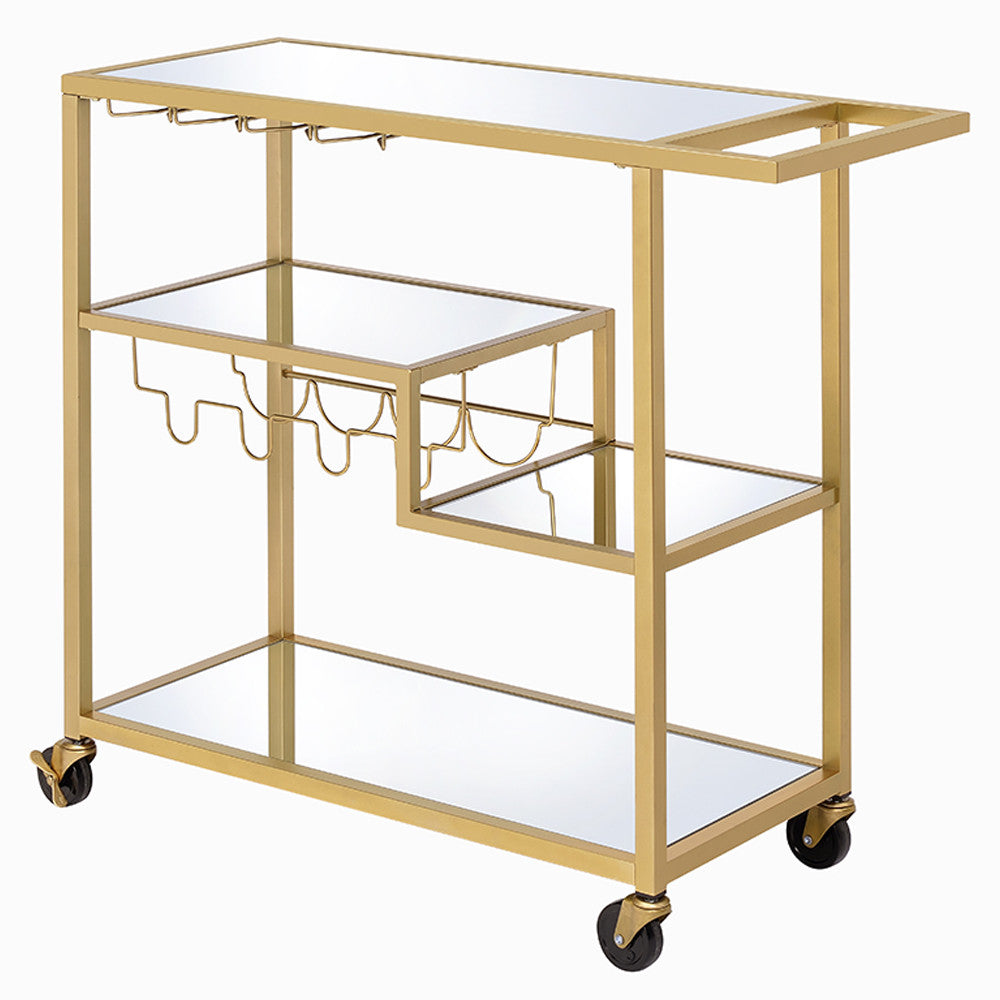 ACME 98354 Adamsen Serving Cart, Champagne & Mirror