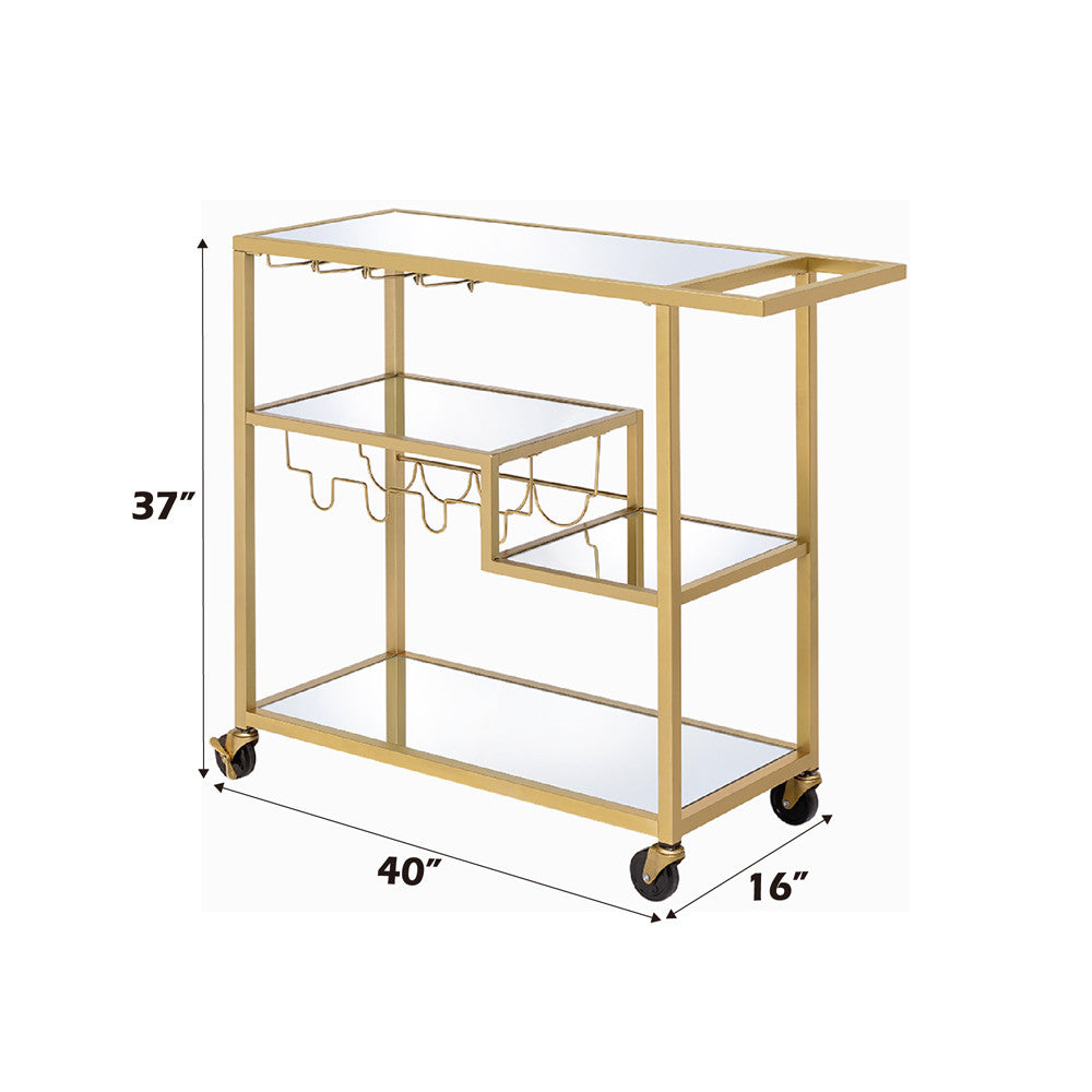 ACME 98354 Adamsen Serving Cart, Champagne & Mirror