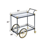 ACME 98370 Cyrus Serving Cart, Black/Gold & Clear Glass