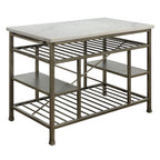 ACME 98402 Lanzo Kitchen Island (Counter), Marble & Antique Pewter