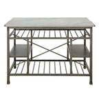 ACME 98402 Lanzo Kitchen Island (Counter), Marble & Antique Pewter