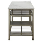 ACME 98402 Lanzo Kitchen Island (Counter), Marble & Antique Pewter