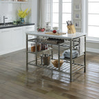 ACME 98402 Lanzo Kitchen Island (Counter), Marble & Antique Pewter