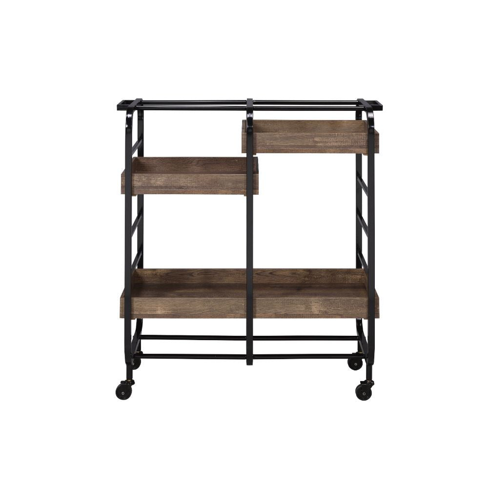 ACME 98410 Vorrik Serving Cart, Black & Walnut  1
