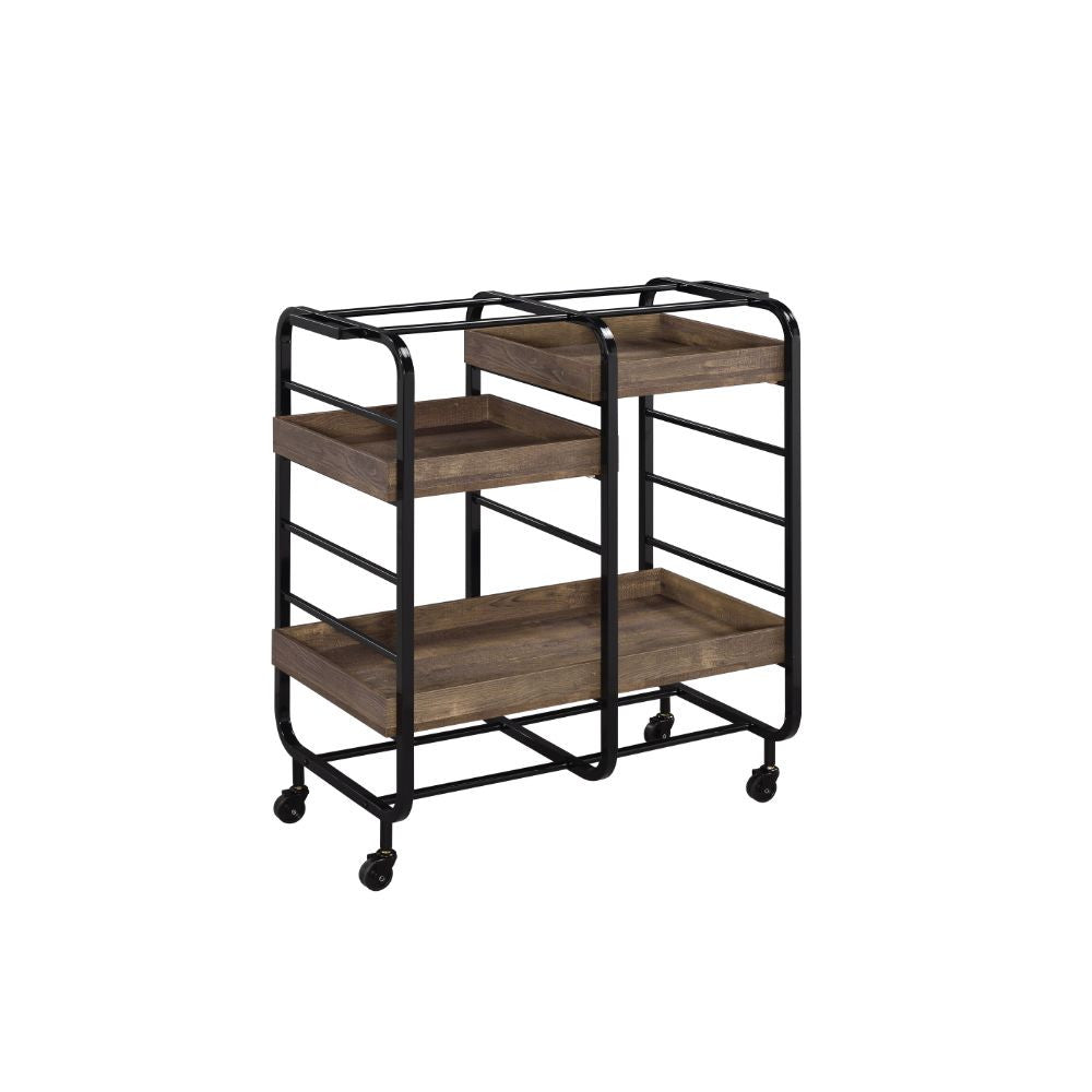 ACME 98410 Vorrik Serving Cart, Black & Walnut