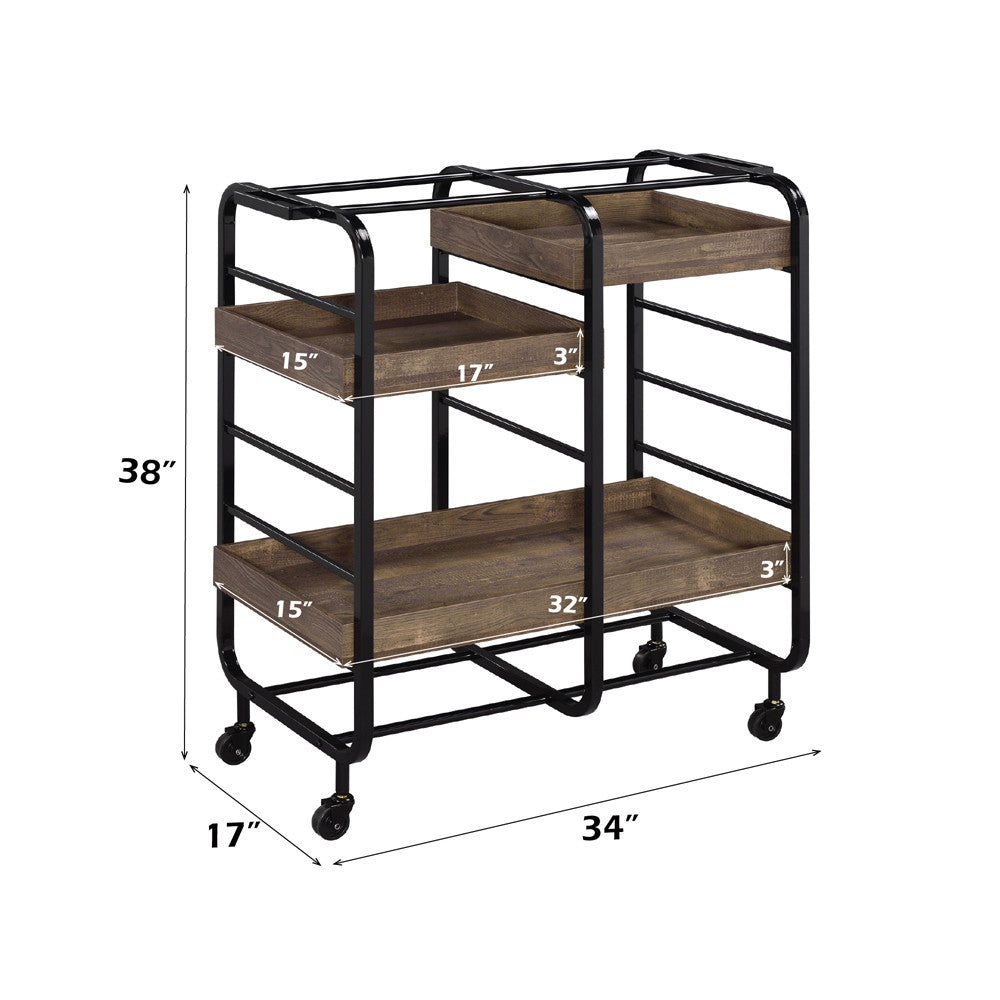 ACME 98410 Vorrik Serving Cart, Black & Walnut  3
