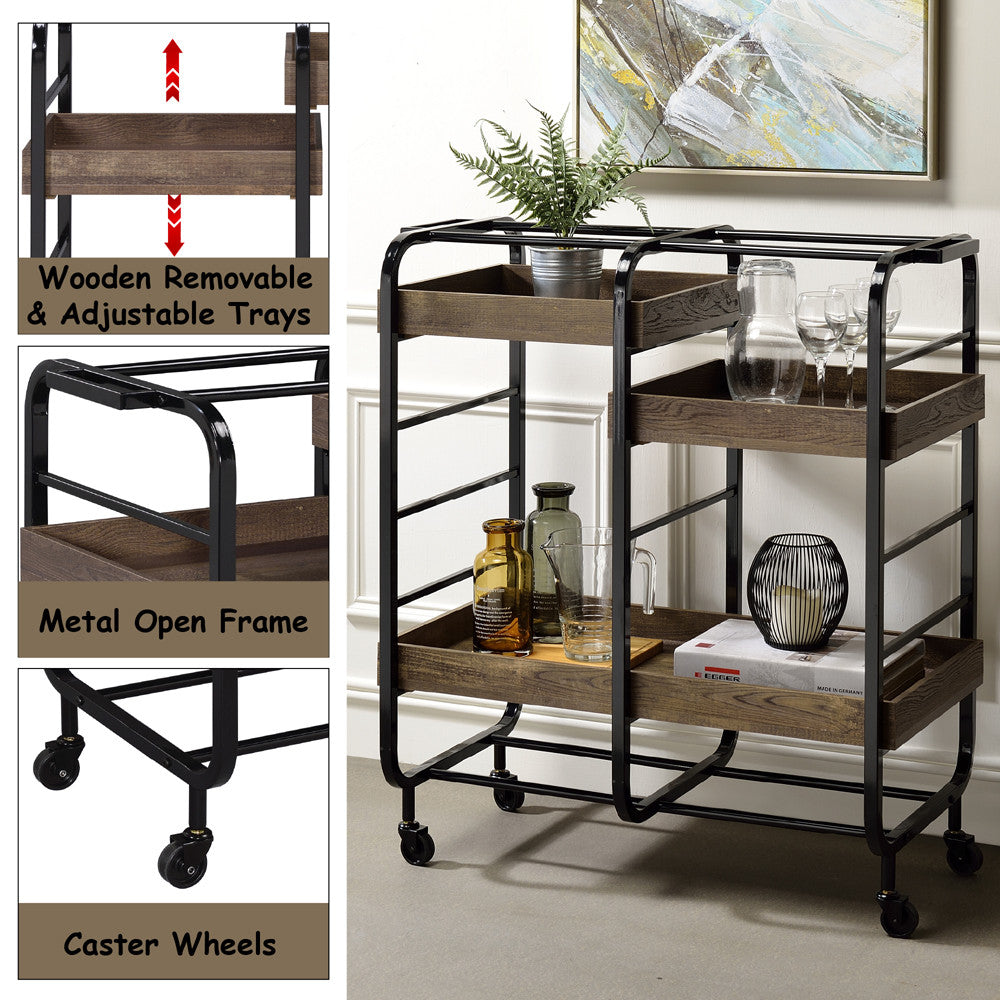 ACME 98410 Vorrik Serving Cart, Black & Walnut  4