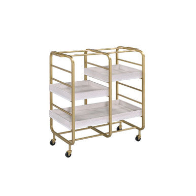 ACME 98412 Vorrik Serving Cart, Gold & White-Washed