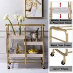 ACME 98412 Vorrik Serving Cart, Gold & White-Washed  4