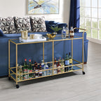 ACME 98425 Kenda Serving Cart, Clear Glass, Mirrored & Gold