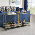 ACME 98425 Kenda Serving Cart, Clear Glass, Mirrored & Gold