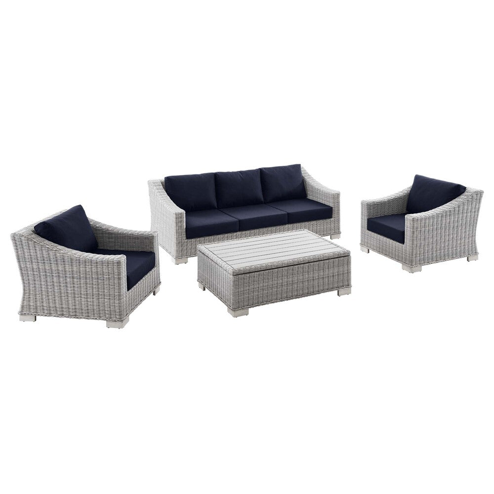 Modway EEI-5095 Conway 4-Piece Outdoor Patio Wicker Rattan Furniture Set