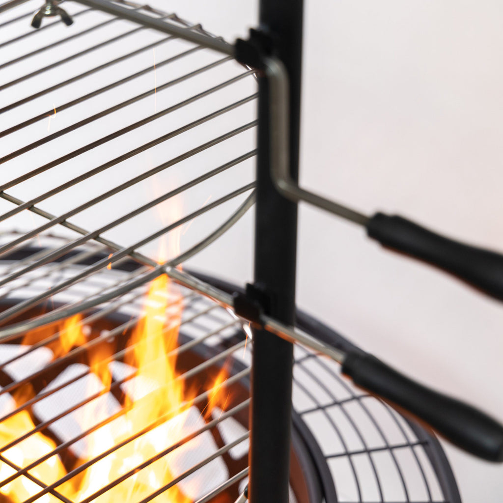 Deko Living 33 Inch Diameter Outdoor Steel Woodburning Fire Pit Grill & Rotisserie - COB10505