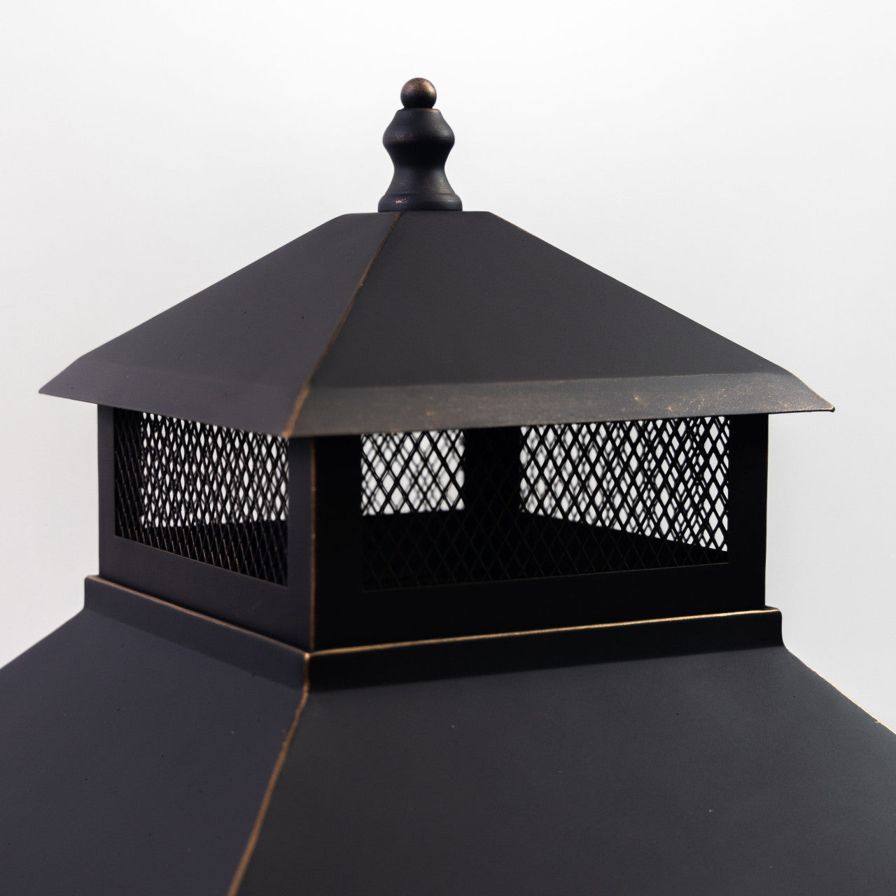 Deko Living 26" Square Outdoor Steel Woodburning Fireplace with Cooking Grill & Log Storage Compartment - COB10507