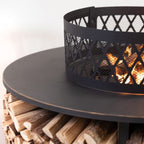 Deko Living 38 Inch Diameter Outdoor Steel Woodburning  Fire Pit with Log Storage - COB10509