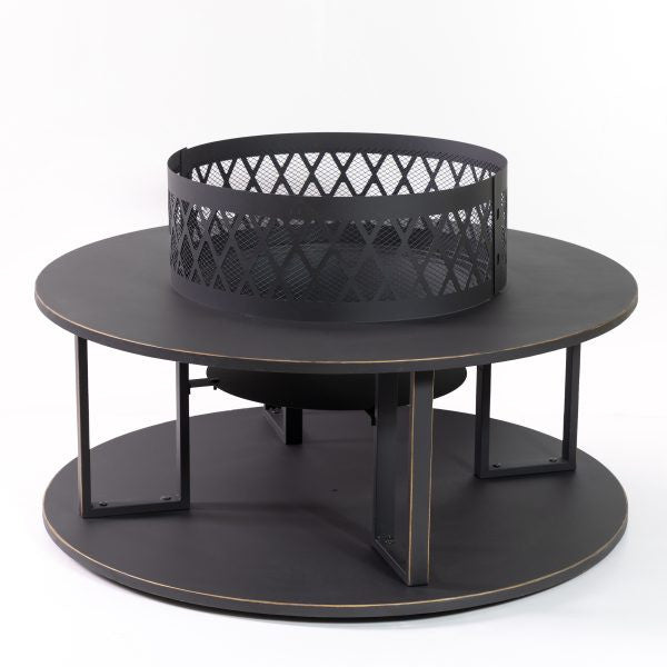 Deko Living 38 Inch Diameter Outdoor Steel Woodburning  Fire Pit with Log Storage - COB10509