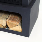 Deko Living 36 Inch Rectangular Outdoor Steel Woodburning Fireplace with Log Storage Compartment - COB10511