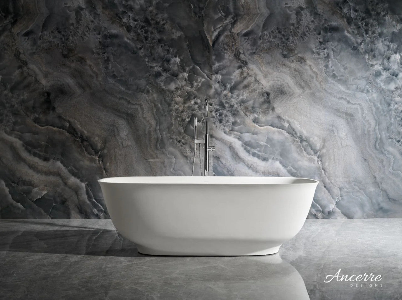 Fiore 67" B X 29.5" D Freestanding Solid Surface Bathtub