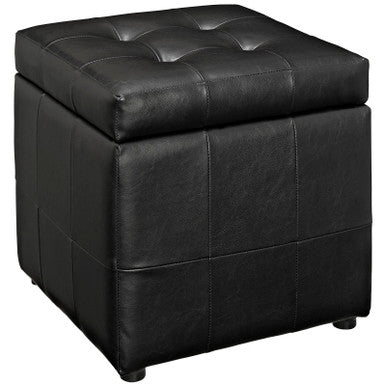 Modway EEI-1044-BLK Volt Storage Upholstered Vinyl Ottoman Black