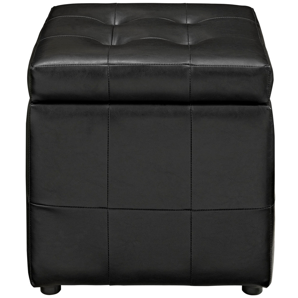 Modway EEI-1044-BLK Volt Storage Upholstered Vinyl Ottoman Black