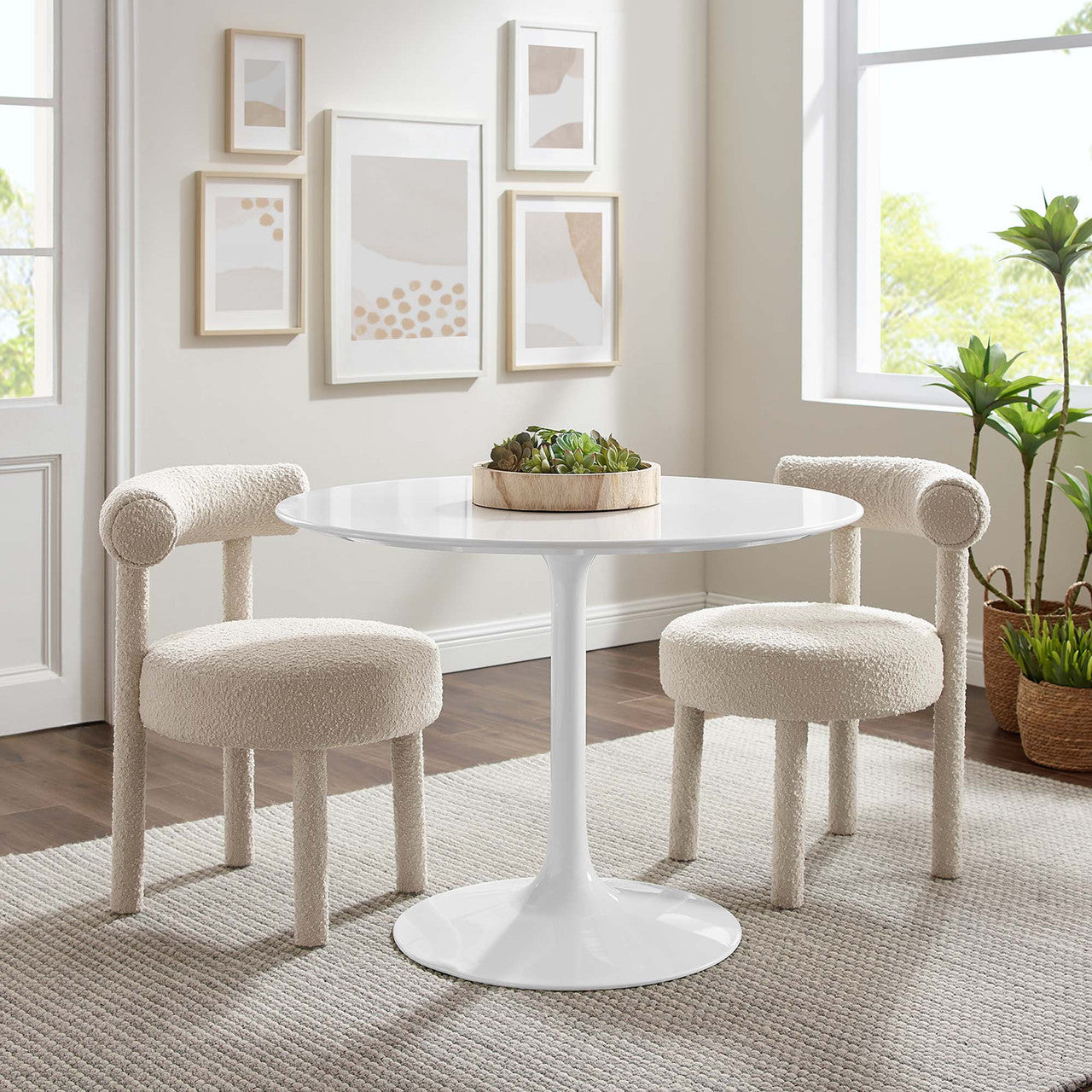 Modway EEI-1117-WHI Lippa 40" Round Wood Dining Table White