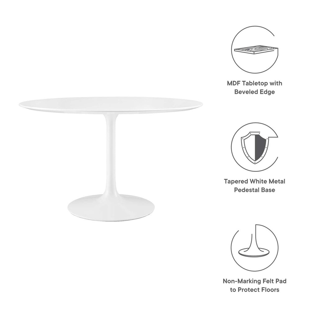 Modway EEI-1118-WHI Lippa 48" Round Wood Dining Table White