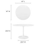 Modway EEI-1118-WHI Lippa 48" Round Wood Dining Table White