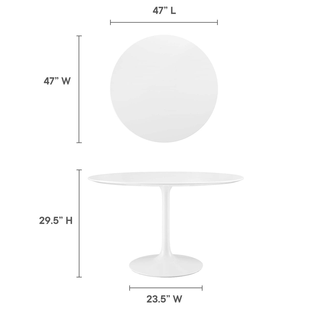 Modway EEI-1118-WHI Lippa 48" Round Wood Dining Table White