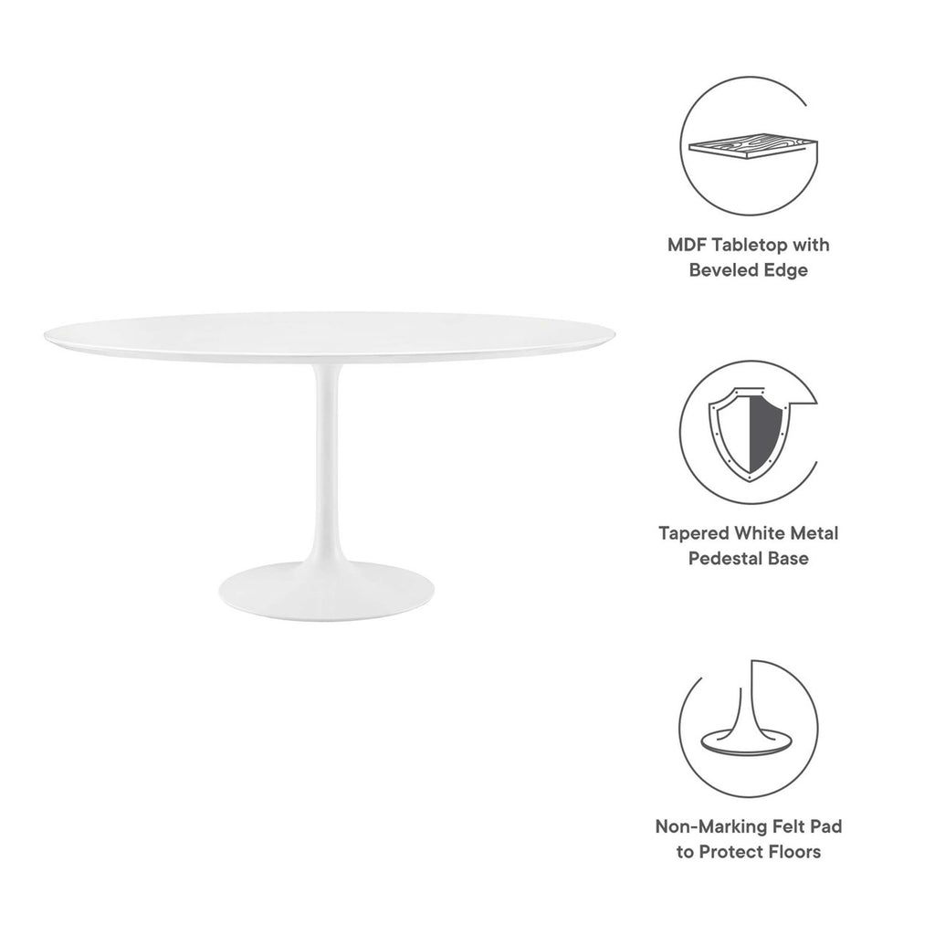 Modway EEI-1120-WHI Lippa 60" Round Wood Dining Table White