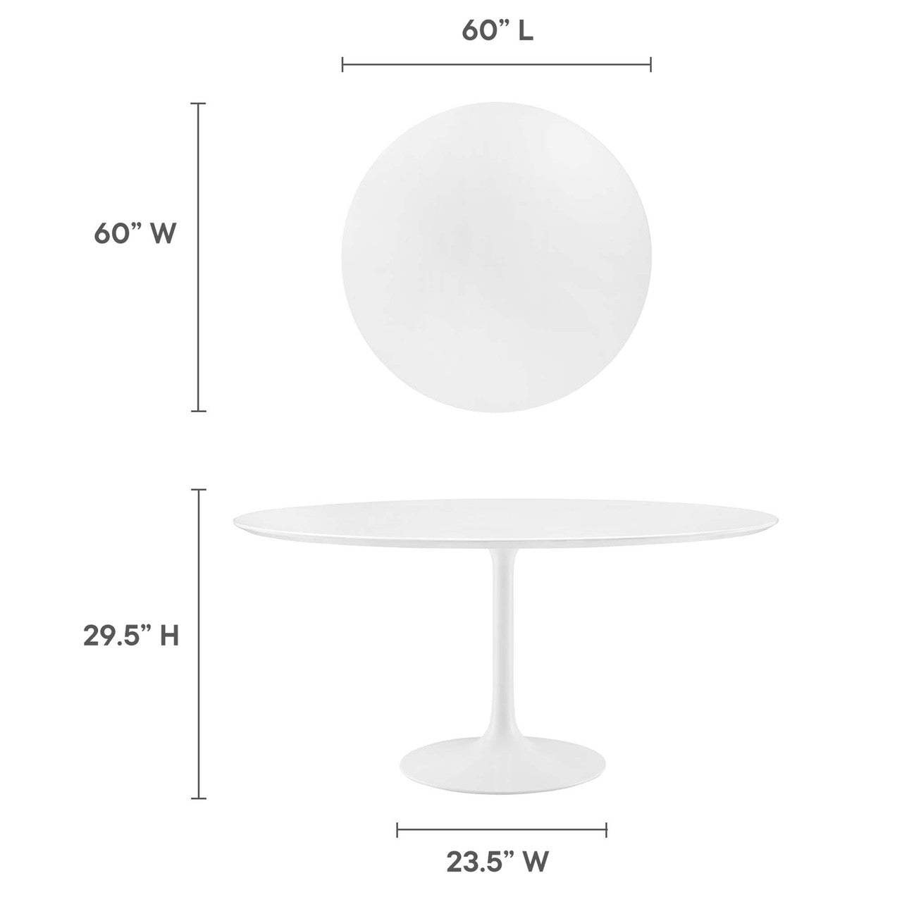Modway EEI-1120-WHI Lippa 60" Round Wood Dining Table White
