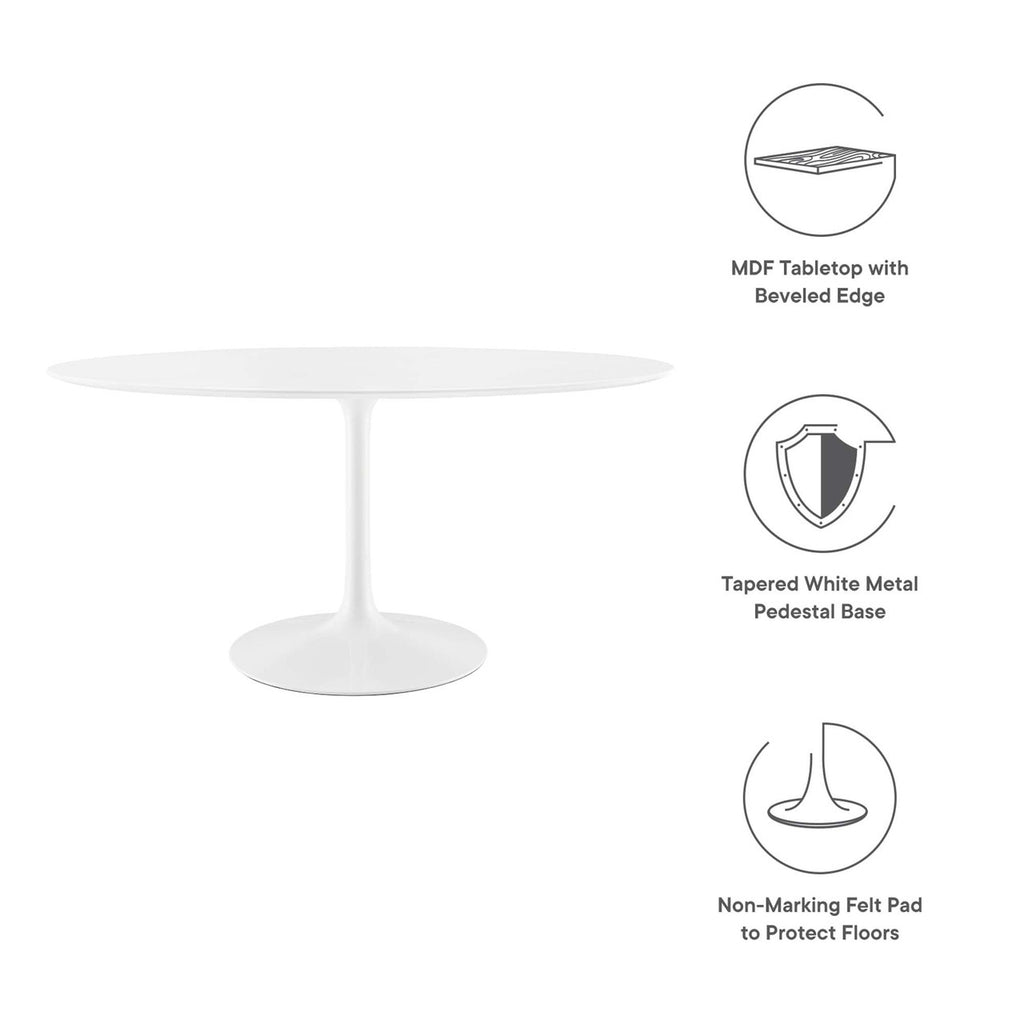 Modway EEI-1121-WHI Lippa 60" Oval Wood Dining Table White