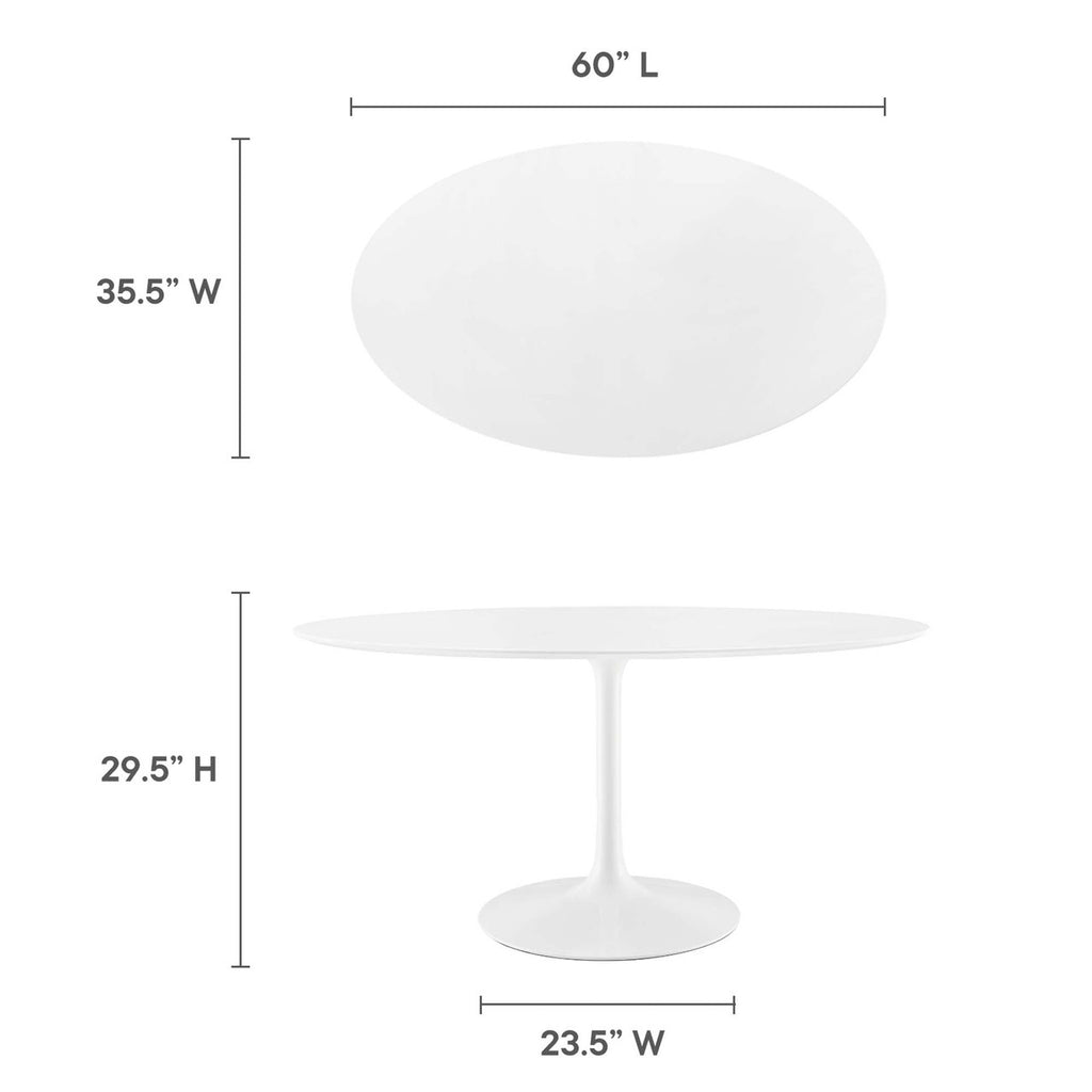 Modway EEI-1121-WHI Lippa 60" Oval Wood Dining Table White