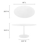 Modway EEI-1121-WHI Lippa 60" Oval Wood Dining Table White