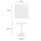 Modway EEI-1122-WHI Lippa 24" Square Wood Dining Table White