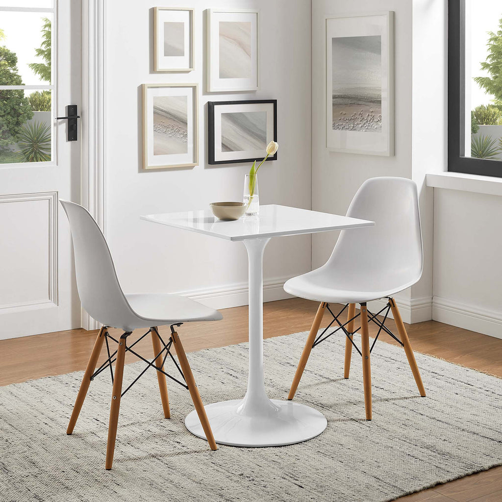Modway EEI-1122-WHI Lippa 24" Square Wood Dining Table White
