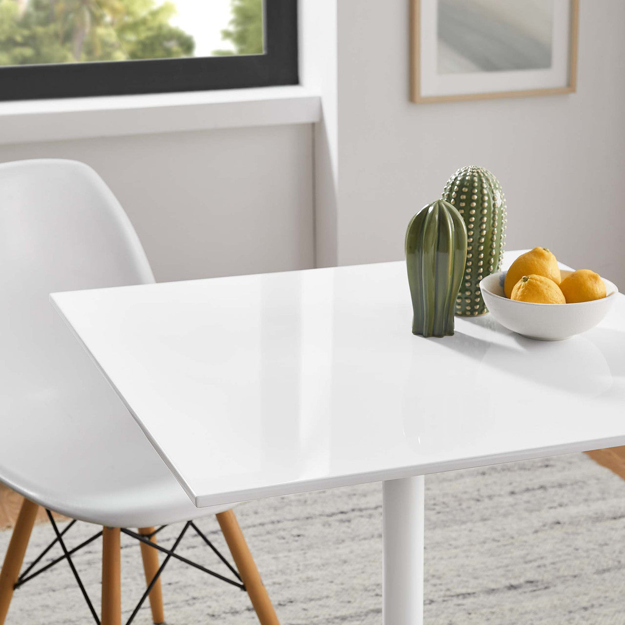 Modway EEI-1123-WHI Lippa 28" Square Wood Dining Table White