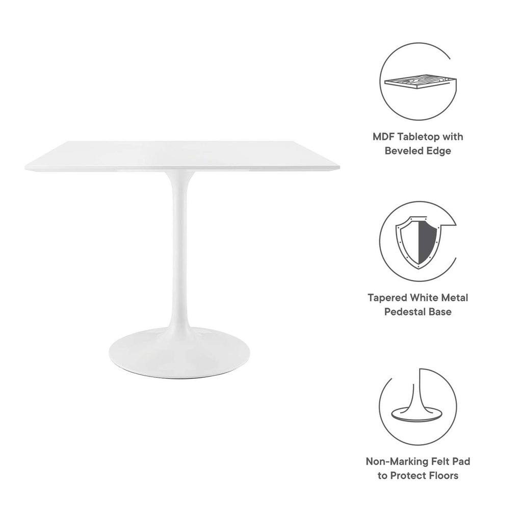 Modway EEI-1124-WHI Lippa 36" Square Wood Dining Table White