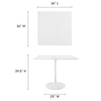 Modway EEI-1124-WHI Lippa 36" Square Wood Dining Table White