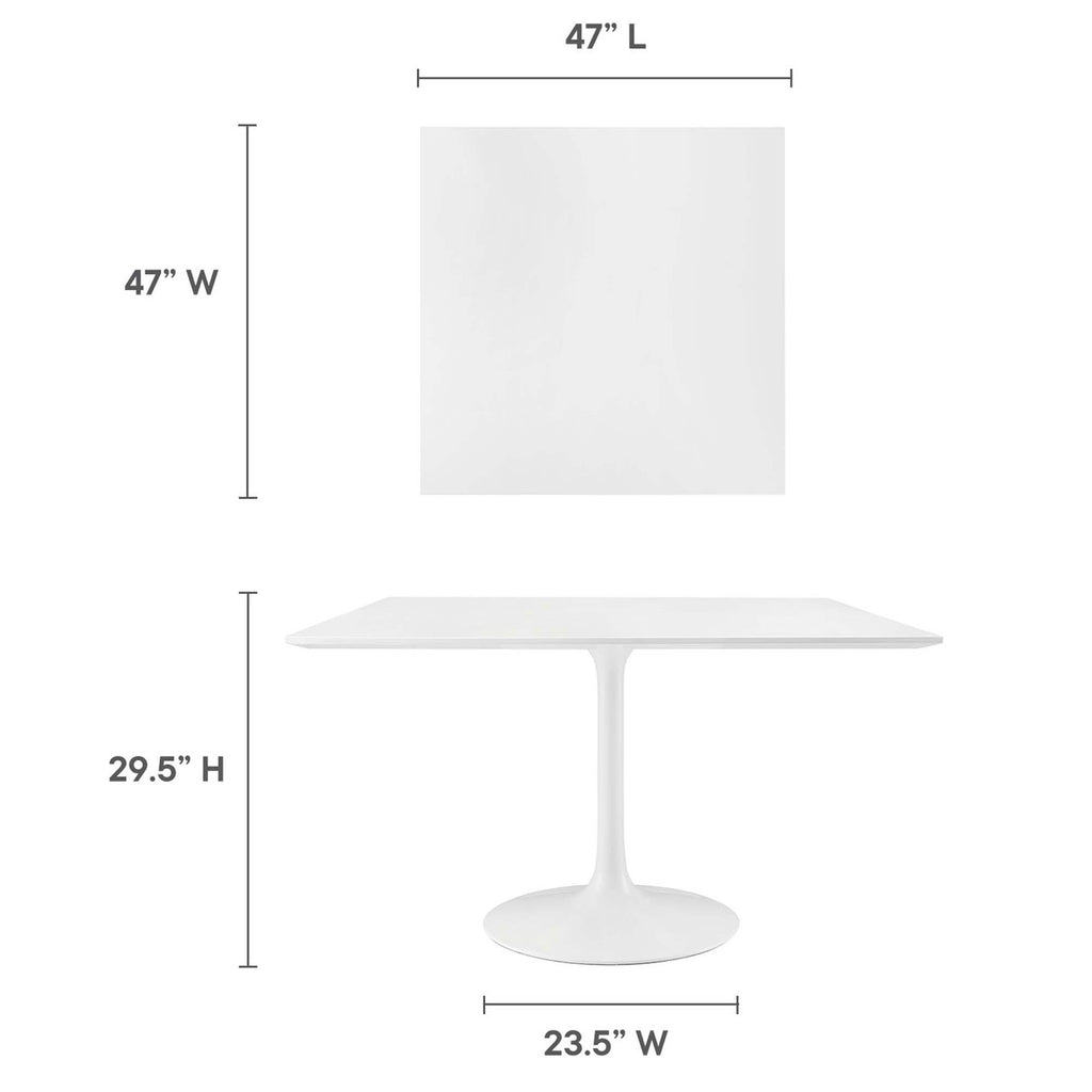 Modway EEI-1125-WHI Lippa 48" Square Wood Dining Table White