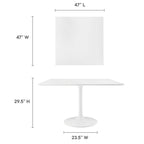 Modway EEI-1125-WHI Lippa 48" Square Wood Dining Table White