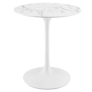Modway EEI-1128-WHI Lippa 28" Round Faux Marble Dining Table White