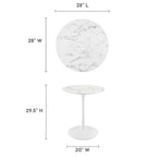 Modway EEI-1128-WHI Lippa 28" Round Faux Marble Dining Table White